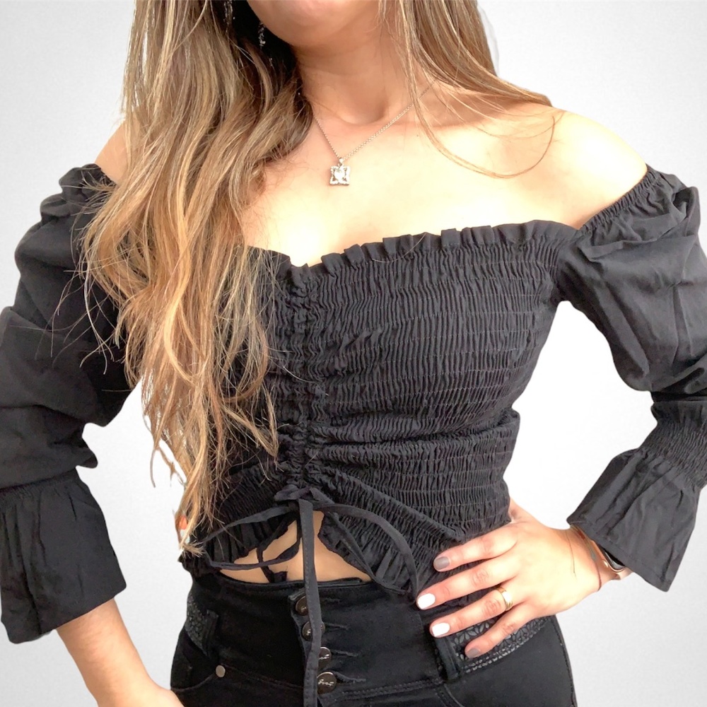 Shirred  Blouse Long Sleeves
